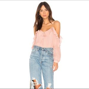 Paige Arabeth Misty Rose Silk Blouse Blush Pink